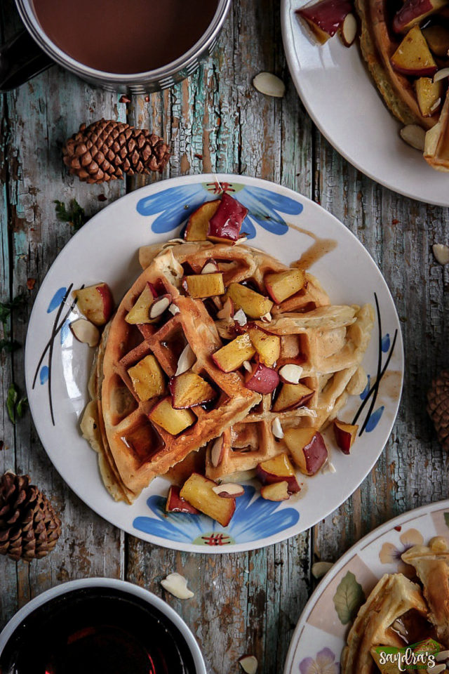 Apple Cinnamon Waffles with Apple Compote