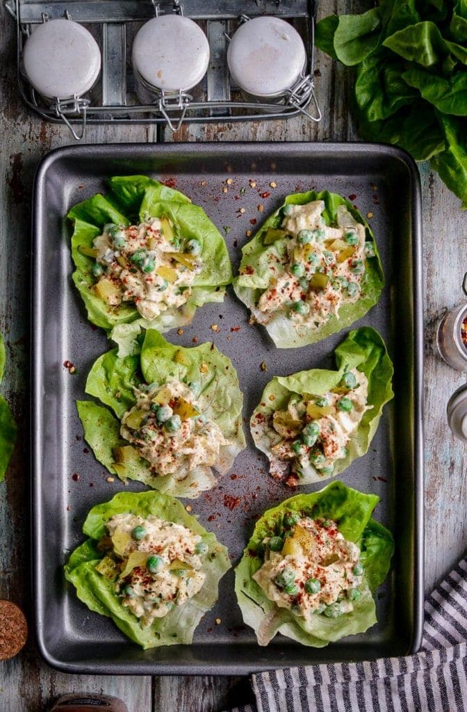 Chicken and Egg Salad Lettuce Wraps Easy Low Carb Recipe