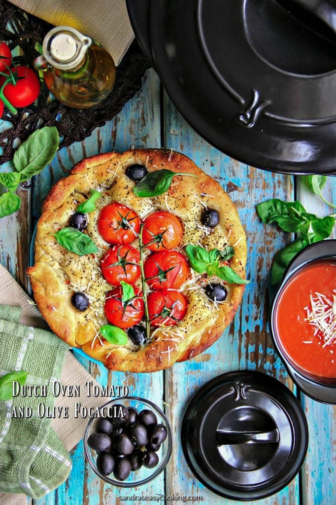 Dutch Oven Tomato and Olive Focaccia Sandra's Easy Cooking