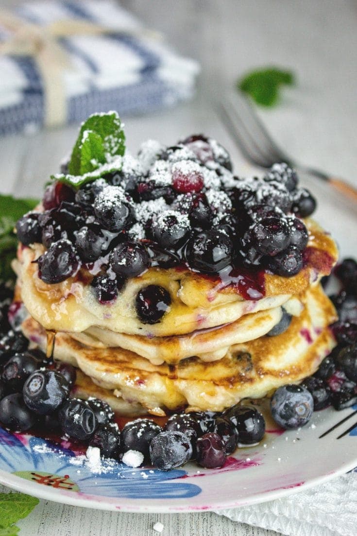 Fluffy Cream Cheese Blueberry Pancakes Sandra's Easy Cooking