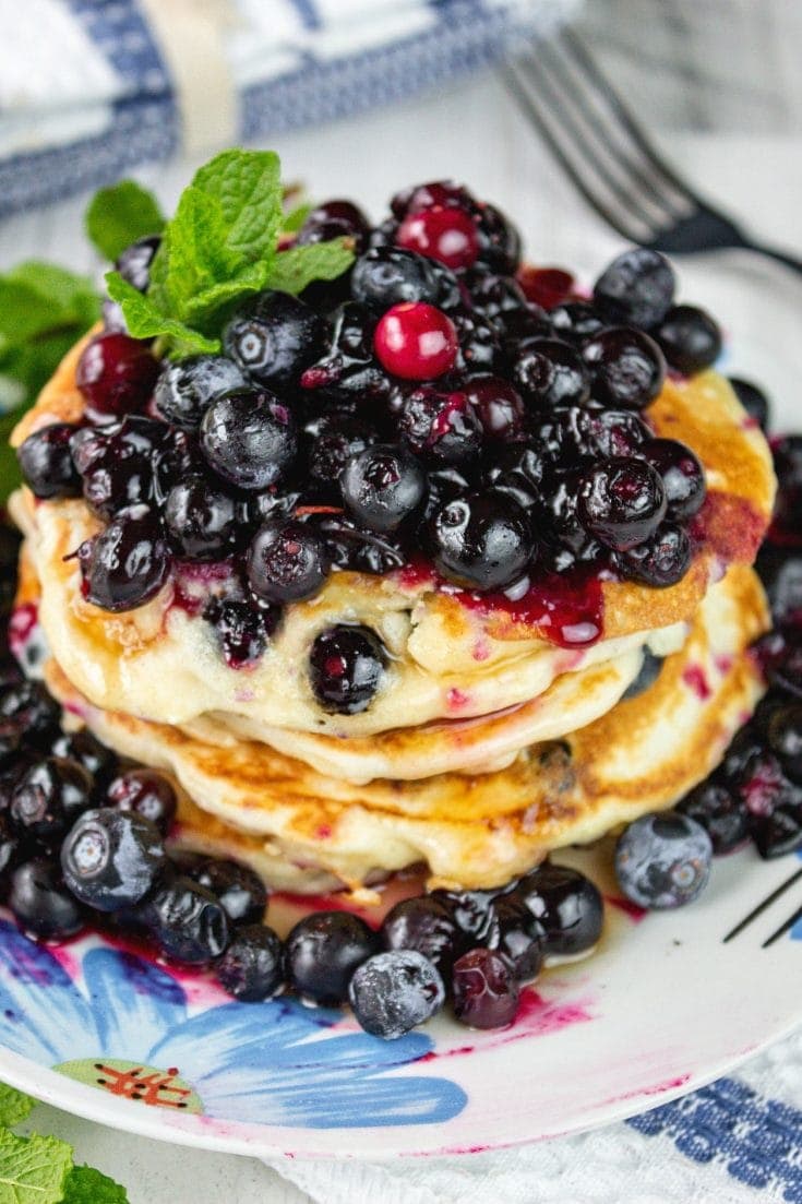 Fluffy Cream Cheese Blueberry Pancakes Sandra's Easy Cooking