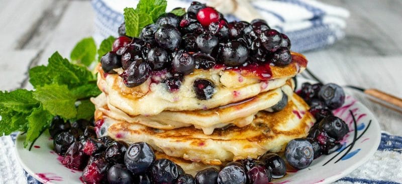 Fluffy Cream Cheese Blueberry Pancakes Sandra S Easy Cooking