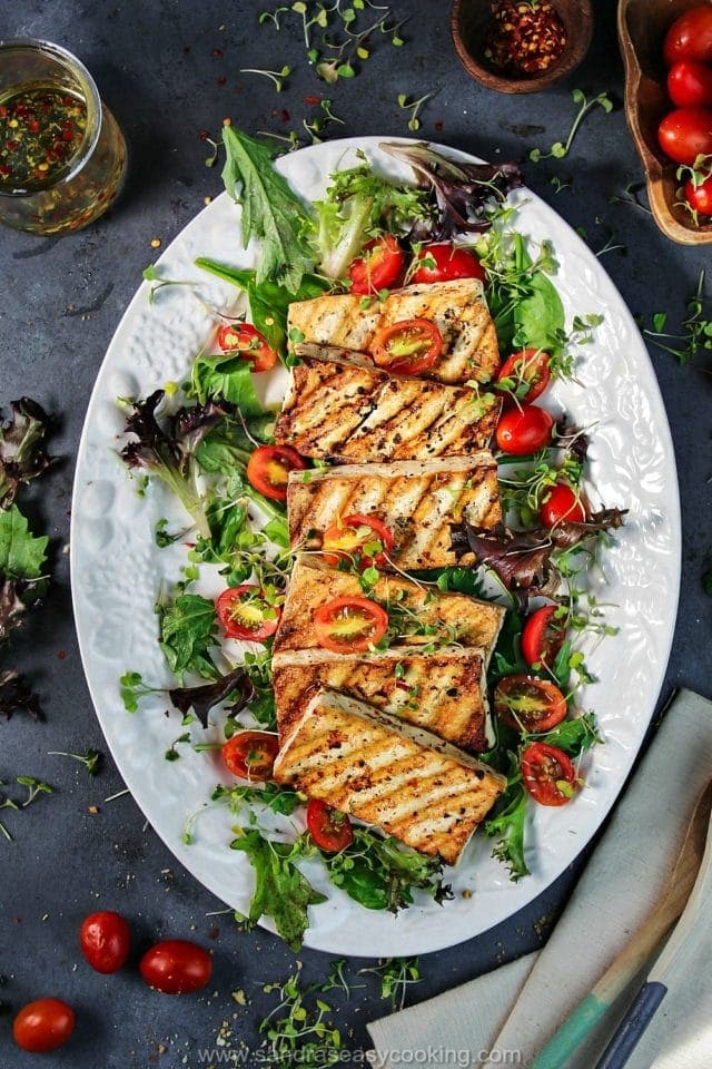 Skillet Grilled Tofu Salad Recipe Sandra's Easy Cooking Salads