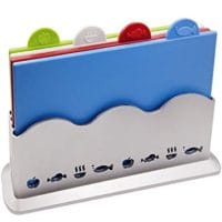 Index Color-Coded Cutting Board Set with Holder Non-slip Thick Boards for Kitchen