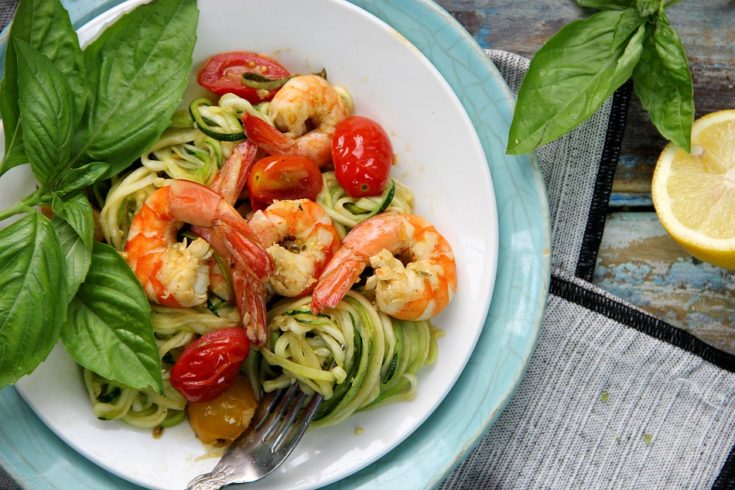 Zoodles with Shrimps and Tomatoes