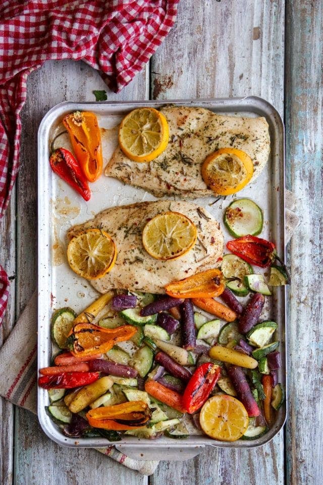 Lemon Herb Chicken and Veggies Sheet Pan