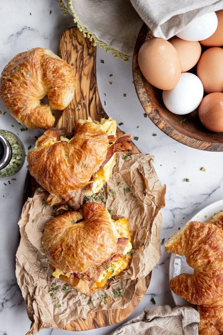 Bacon Eggs and Cheese Croissant Sandwiches Sandra's Easy Cooking
