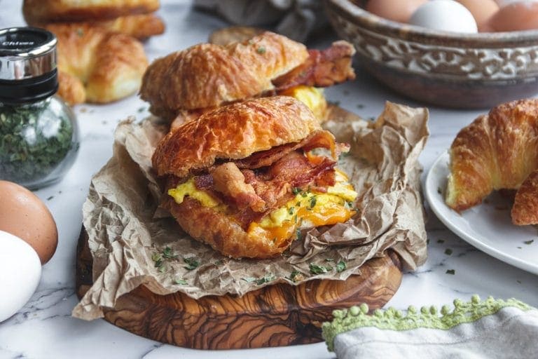 Bacon Eggs and Cheese Croissant Sandwiches Sandra's Easy Cooking