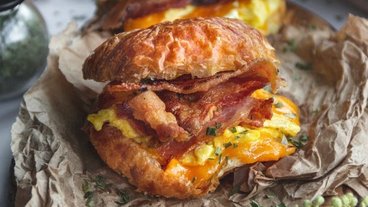 Bacon Eggs and Cheese Croissant Sandwiches - Sandra's Easy Cooking