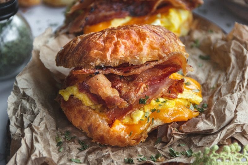 Bacon Eggs and Cheese Croissant Sandwiches Sandra's Easy Cooking