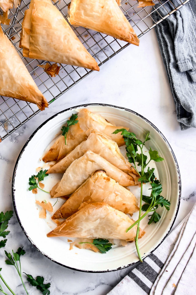 Phyllo Triangles Stuffed with Cheese