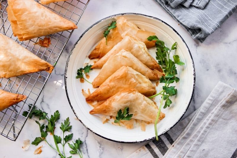 Phyllo Triangles Stuffed with Cheese Sandra's Easy Cooking Appetizers