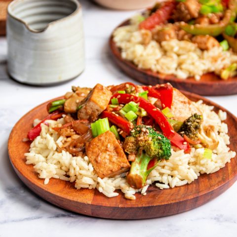 Tofu and Veggie Stir-Fry with Peanut Butter Sauce