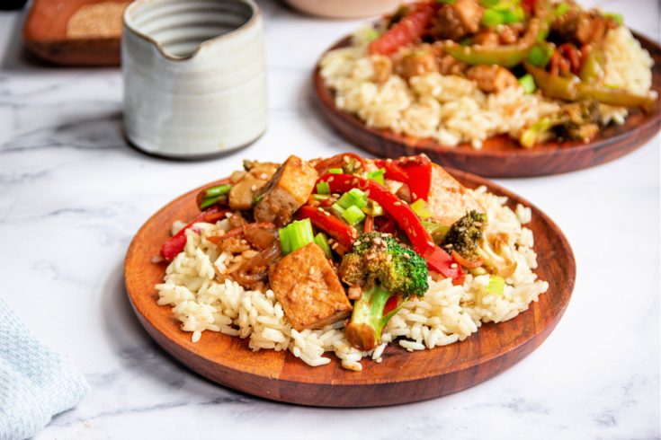 Tofu and Veggie Stir-Fry with Peanut Butter Sauce