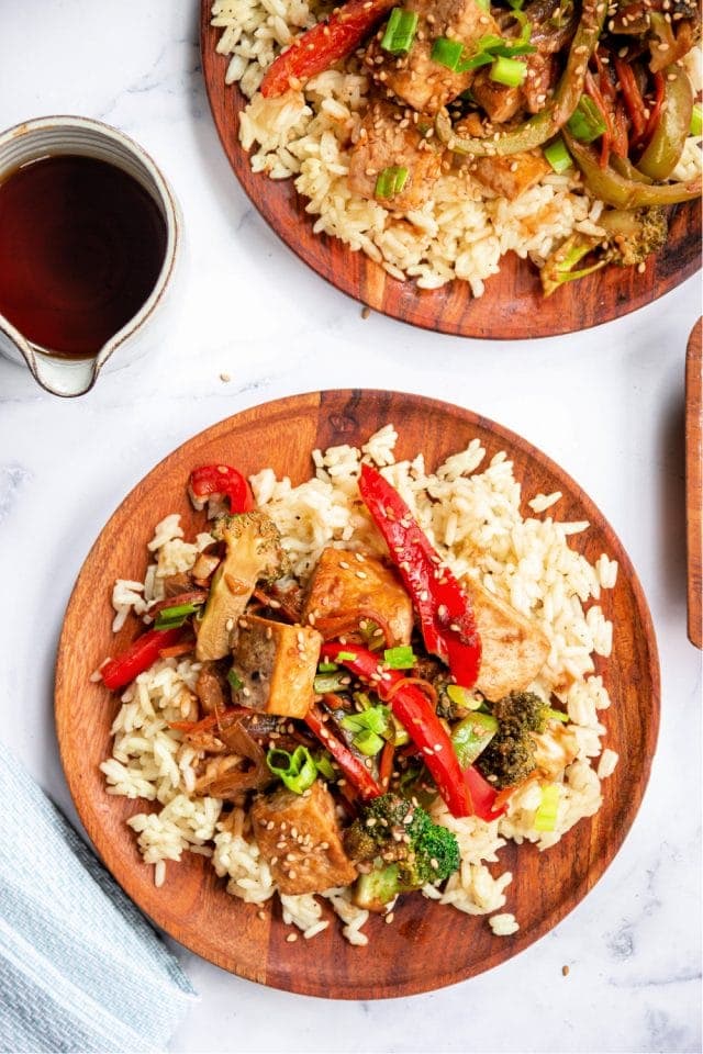 Tofu and Veggie Stir-Fry with Peanut Butter Sauce