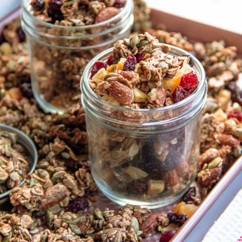 Homemade Granola with Oats, Almonds and Dried Fruit