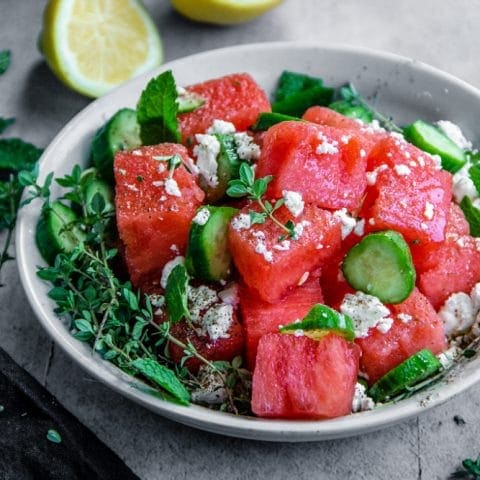 Watermelon, Cucumber, and Feta Salad