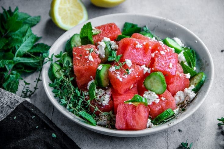 Watermelon, Cucumber, and Feta Salad