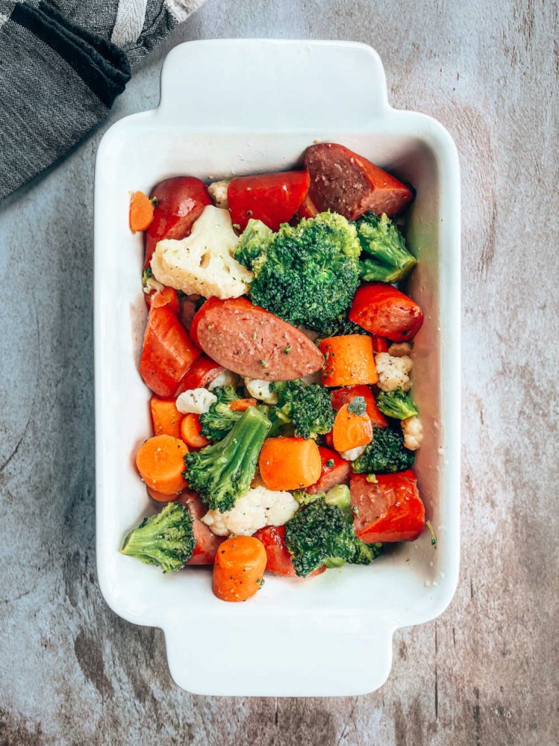 Roasted Vegetables with Sausage Sandra's Easy Cooking Low Carb Idea