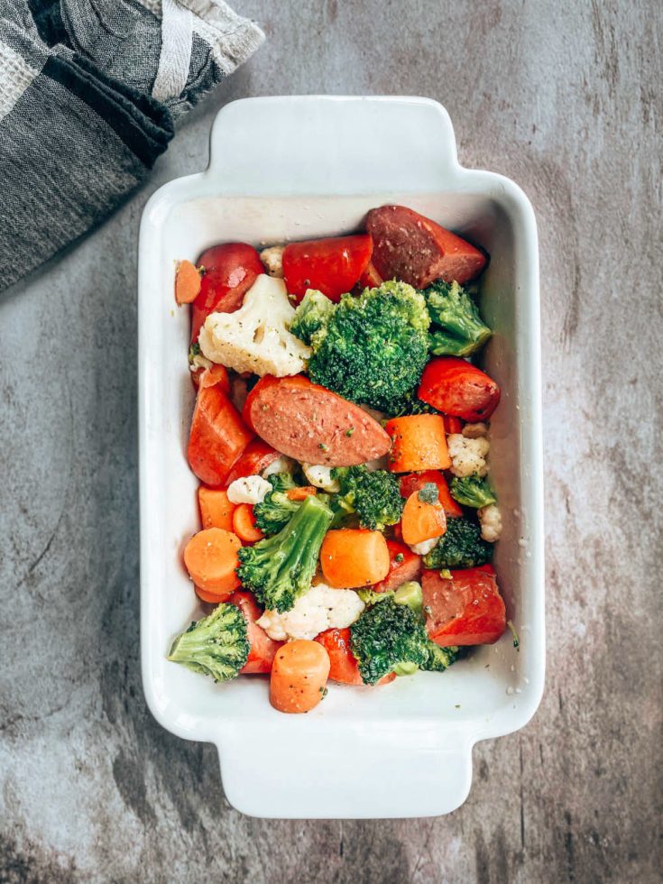 Roasted Vegetables with Sausage Sandra's Easy Cooking Low Carb Idea