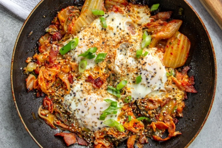 Kimchi with Smoked Bacon and Eggs