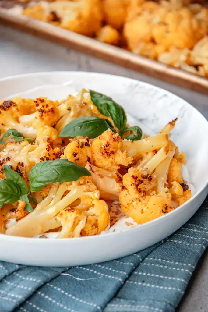 Air Fryer Ginger Turmeric Cauliflower over Yogurt Sandra's Easy Cooking